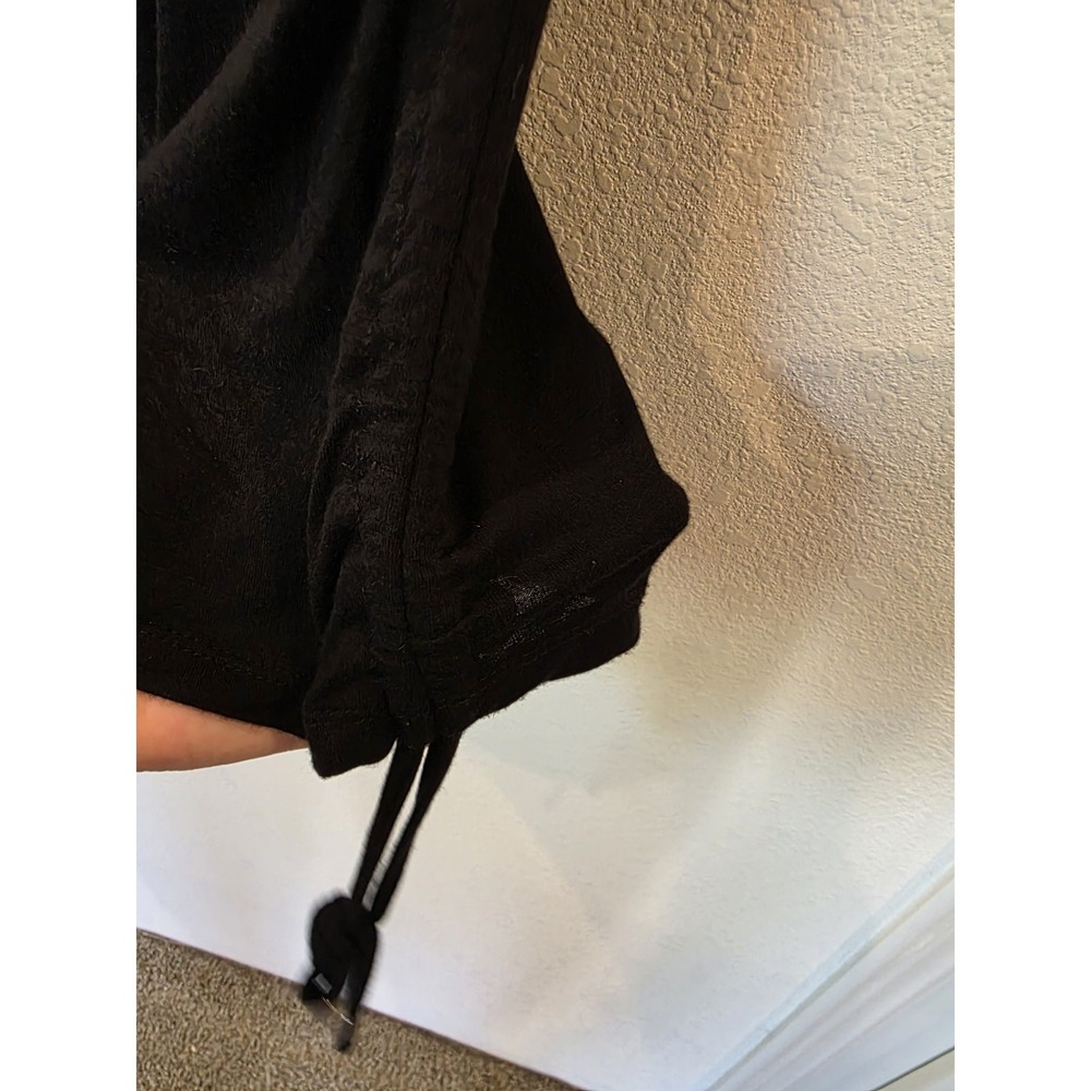 VTG Y2k Vertigo Paris Black Mini Dress Tunic Sz L Silver Studs‎ Side Cinch Party - Picture 4 of 6